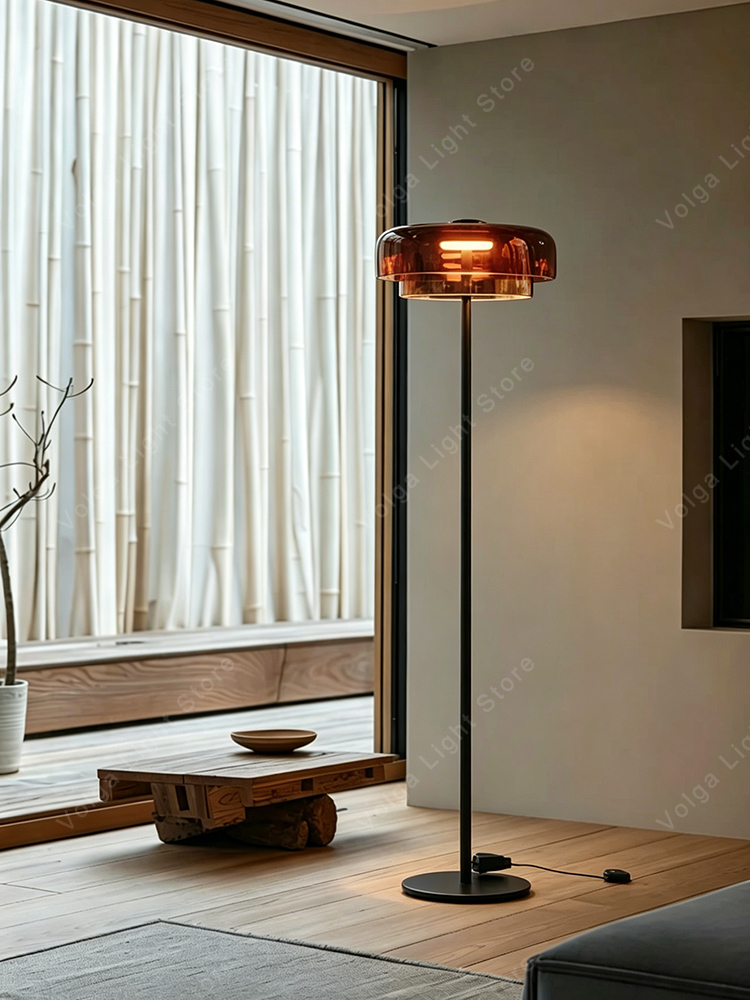 Floor Lamp Arched - Nordycka Luksusowa Szklana Pomarańczowo-Zielona Lampa Podłogowa
