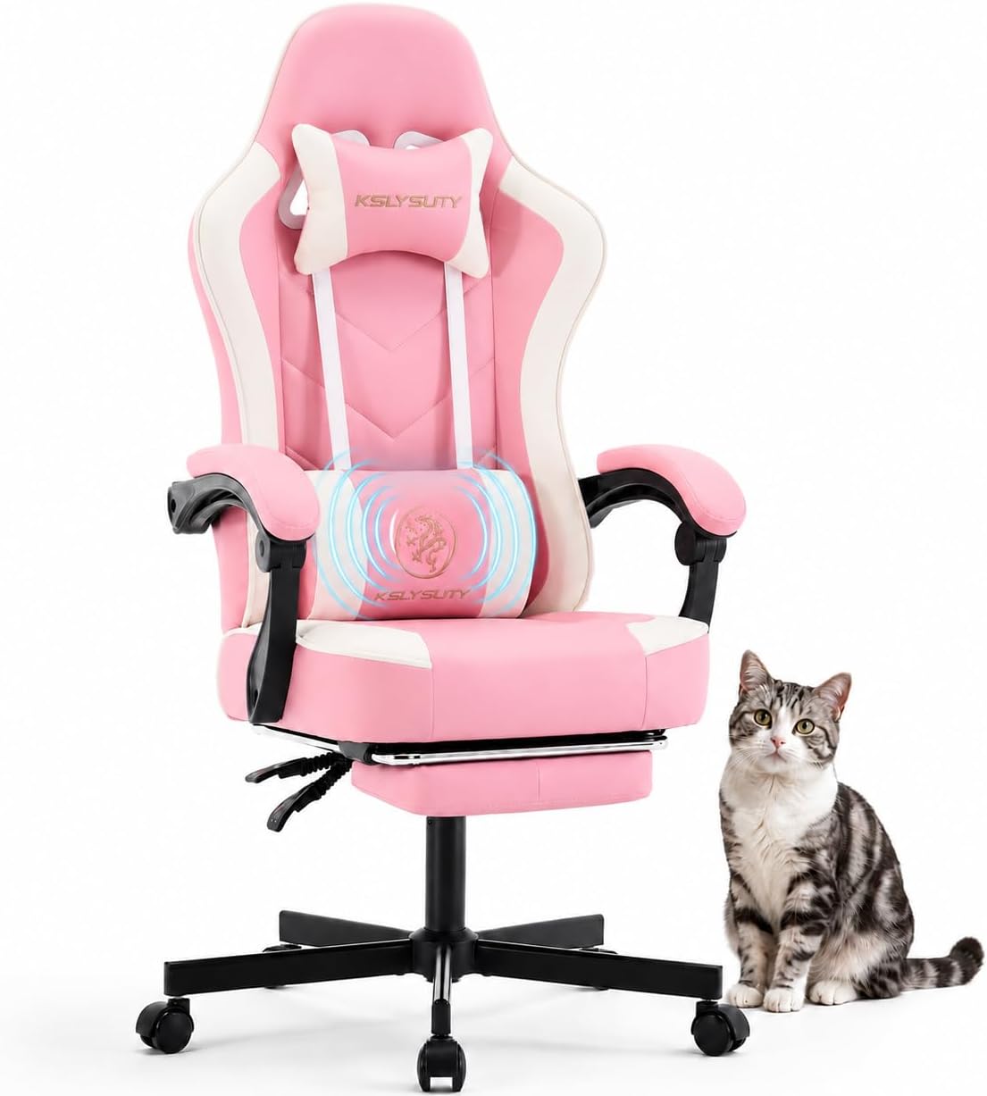 Office Footrest Cushion - Ergonomiczne krzesło gamingowe z wysokim oparciem,