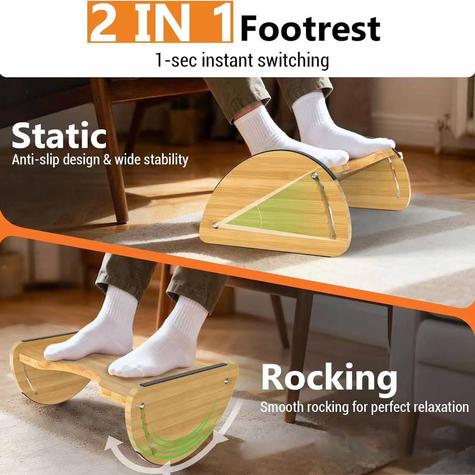 Regulowany bambusowy podnóżek  – Office Footrest Cushion recenzja i cena